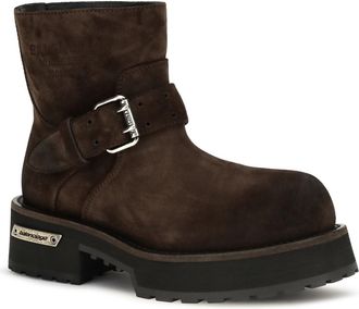Balenciaga Womens Venom Mini Waxed Suede Calf Leather Ankle Boots L Espresso-Ag Silver Espresso/ag