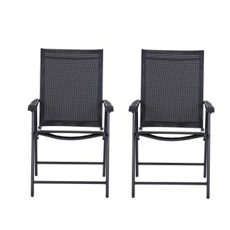OUTSUNNY Set 2 Sedie Da Esterno Pieghevoli Metallo E Texteline 58x64x94 Cm Nero