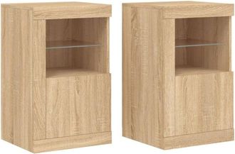 vidaXL Mesitas de noche luces led 2 uds madera ingeniería roble Sonoma Vidaxl