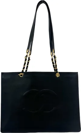 Chanel Black Grained Calfskin Tote Bag (Pre-Owned)