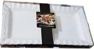 Trade Shop Trade Shop - Vassoio In Ceramica Bianco Piatto Da Portata Rettangolare Dim. 31,5x17,5cm Bar