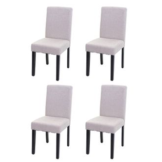 Hhg Hhg - Juego De 4 Sillas De Comedor Silla De Cocina Littau, Textil, Crema-beige, Patas Oscuras