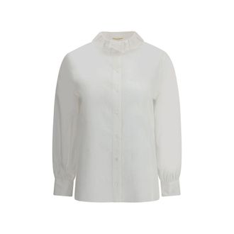 Saint Laurent Blouse met Rimpel-Kraag en Lange Mouwen