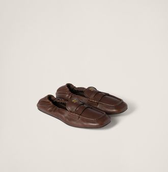 Miu Miu Ruches nappa leather loafers