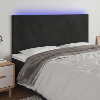 vidaXL Vidaxl - Cabecero Con Luces Led Terciopelo Negro 180x5x118/128 Cm