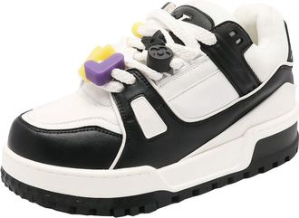 Generic Couple Thick Soled Sneakers Fashionable and Versatile Suitable for Outdoor Casual wear and Comfortable Sports Shoes (Black,8.5)