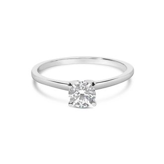 House of Brilliance 14K White Gold 1/2 Cttw Round Lab Grown Diamond 4 Prong Solitaire Engagement Ring