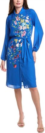 Elie Tahari Smoked Yoke Shirt Dress In Marina Bouquet Print