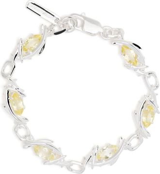 Sweetlimejuice Sterling Silver Eryn Navette Topaz Bracelet - Mens - Crystal/Metal