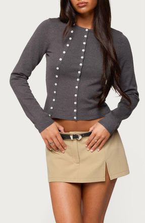 Edikted Hestia Double Breasted Cardigan in Dark-Gray at Nordstrom, Size X-Small