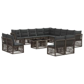 vidaXL Conjunto De Sof&aacute;s De Jard&iacute;n 14 Uds. Negro Rat&aacute;n Sint&eacute;tico Vidaxl