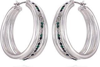 Vince Camuto Crystal Triple Row Hoop Earrings in Silver Tone at Nordstrom Rack