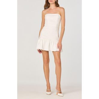 ASTR the Label Bubble Hem Strapless Minidress in White at Nordstrom Rack, Size X-Large