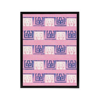 Artery8 Pink Blue Geometric Pattern Framed Canvas Wall Art Print Furuya Korin | Size: W24 x H32