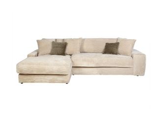 VENTE-UNIQUE.COM Sof&aacute; rinconera terciopelo 5 plazas beige 307x187cm