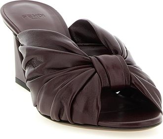 Fendi Womens Bordeaux Lamb Leather Platform Sandals