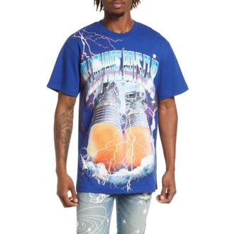 Billionaire Boys Club Thrusters T-Shirt Men Blue Graphic Print Oversized FROG441