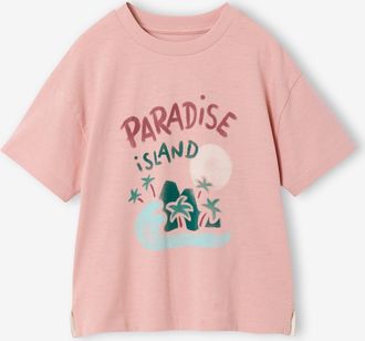 Vertbaudet T-Shirt Jungen S2 ARTY JAMAICA mit Recycling-Baumwolle altrosa