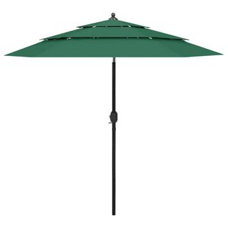 Berkfield Home 3-Tier Parasol with Aluminium Pole Green 2.5 m