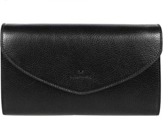 IL BISONTE Stijlvolle leren clutch met schouderband - Dames - Clutches - Zwart - ONE Size - Leer - Tassen
