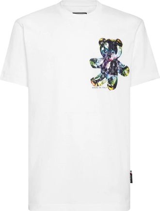 Philipp Plein T-shirt met Ronde Hals Teddy - Heren - T-shirts - Wit - 3XL - Katoen - Tops