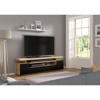 EVA Bim Furniture - Mobile tv eva 180 colore Rovere con frontali Nero opaco 180x42x51H Cm