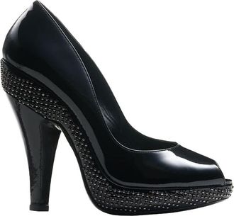 Burberry Patent Leather Mini Stud Platform Pump Size 36.5