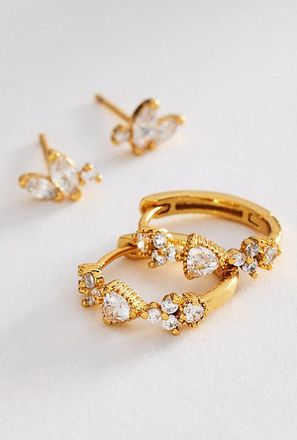 Anthropologie Crystal Huggie Earrings, Set of 2