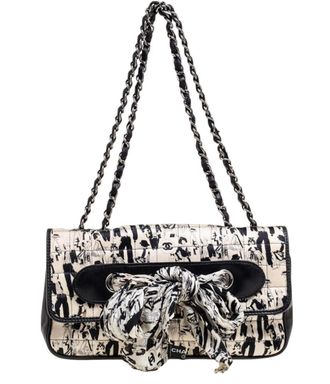 Chanel Limited Edition Silk Printed Chocolate Bar Scarf Shoulder Bag