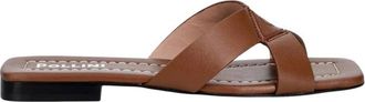 Pollini Crossover Square-Toe Slides - Dames - Sandalen - Bruin - 37 EU - Leer - Schoenen