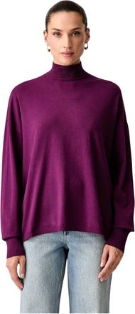 Trussardi Gladde Viscose Turtleneck Trui - Dames - Coltruien - Paars - M - Nylon - Truien & Vesten