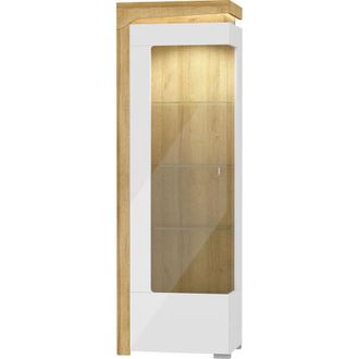 Vente-Unique Vente-unique - Vitrina 1 Puerta Apertura A La Izquierda Con Led Teo Blanco Y Madera