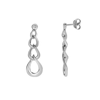 LuvMyJewelry Averelle Sterling Silver 0.02 Ct Diamond Linked Drop Earrings
