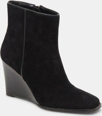 Dolce Vita Susann Boots Womens Onyx Suede Wedge Heel Ankle Bootie JOBB145