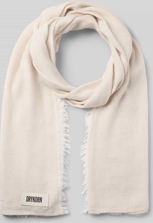 Drykorn Drykorn Schal mit Label-Detail und Fransen Modell PLINA in Sand Melange, Gr&ouml;&szlig;e 1