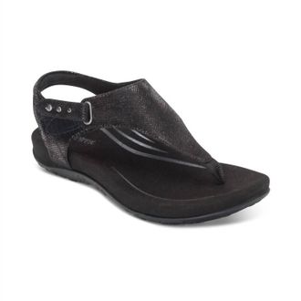 Aetrex Womens Ellie Toe Post Walking Sandal In Black