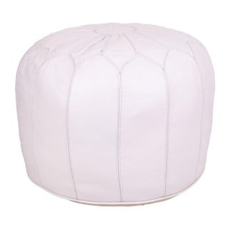 Wanderlust Deco Puff de piel blanco 48x48x38