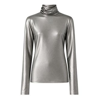 Meimeij T-shirt met lange mouwen en hoge hals - Dames - Truien - Grijs - Maat: S Poliester