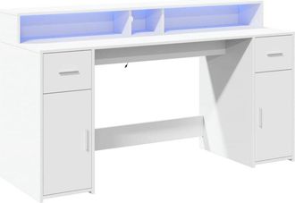 vidaXL Vidaxl - Escritorio con luz led madera ingeniería blanco 160x55x91 cm