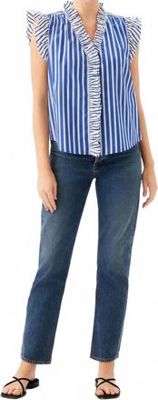 Fifteen Twenty Womens Kelly Ruffle Sleeve Top In Indigo
