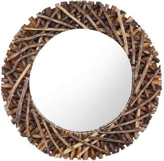vidaXL Wall Mirror 60 cm Teak Round vidaXL