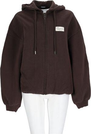 Jacquemus Brown Zip-Up Cotton Hoodie
