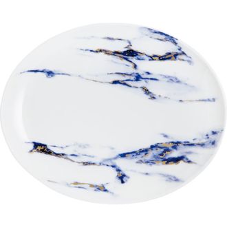 Prouna Marble Azure 12 Inch Oval Platter in White at Nordstrom
