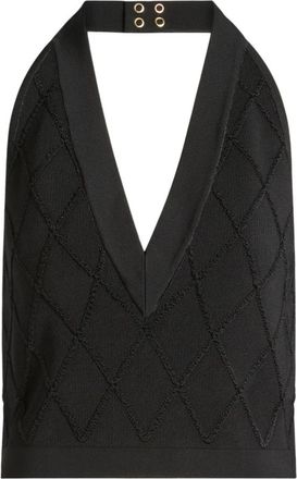 Balmain Gewatteerde haltertop van gebreid materiaal - Dames - Tops zonder mouwen - Zwart - L - Tops