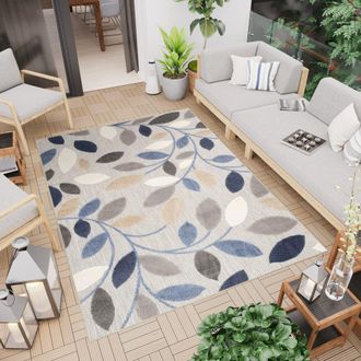 Tapiso Alfombra de exterior de polipropileno en azul y beige 80x150 cm