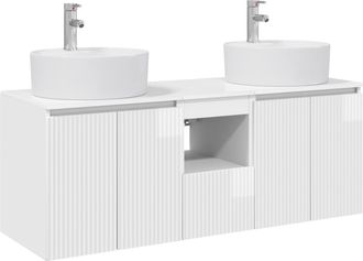 vidaXL Juego De Muebles De Ba&ntilde;o 3 Uds. Blanco Brillante Vidaxl