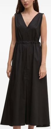 Sandro Ferrone Abito midi con coulisse e scollo a V - Nero