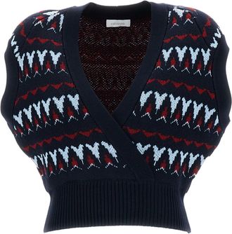 Paco Rabanne Cropped V-Neck Wool-Blend Knit Vest