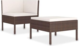 vidaXL Set De Muebles De Jard&iacute;n 2 Piezas Con Cojines Rat&aacute;n Pe Marr&oacute;n Vidaxl