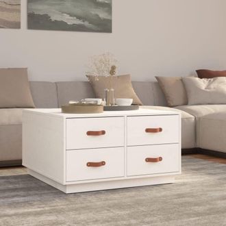 vidaXL Tavolino da Salotto Bianco 80x80x45 cm Legno Massello di Pino - Vidaxl